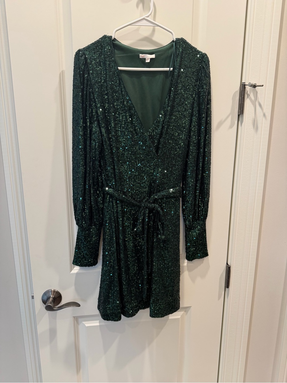 Gianni Bini Emerald Green Sequin Wrap Romper Dress